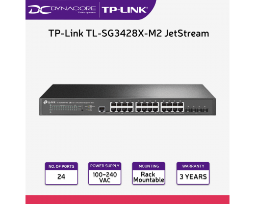 TP-Link TL-SG3428X-M2 JetStream 24-Port 2.5GBASE-T L2+ Managed Switch with 4 10GE SFP+ Slots - 4897098689738