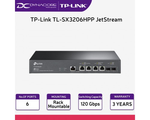 ["FREE DELIVERY"] - TP-Link TL-SX3206HPP JetStream 6-Port 10GE L2+ Managed Switch with 4-Port PoE++ - 6935364006617