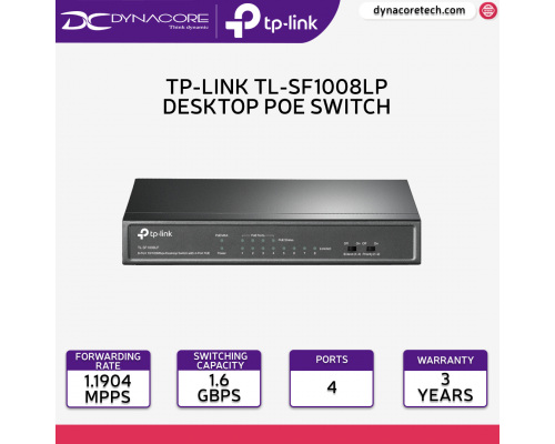 TP-Link TL-SF1008LP 8-Port 10/100Mbps Desktop PoE Switch with 4-Port PoE  - 6935364052768
