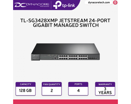 TP-Link TL-SG3428XMP JetStream 24-Port Gigabit and 4-Port 10GE SFP+ L2+ Managed Switch with 24-Port PoE+  - 6935364030773