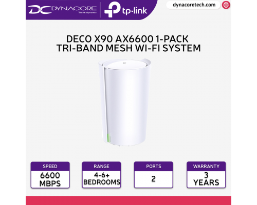 TP-LINK Deco X90 (1-pack) AX6600 Tri Band Gigabit OFDMA MU-MIMO WiFi 6 Mesh Router (Whole Home Mesh WiFi 6 System) Works with all Telcos (Supports IPTV)-6935364052645