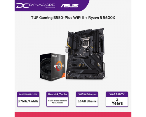 【DYNACORE BUNDLE】Asus TUF Gaming B550-Plus WiFi II ATX Motherboard with AMD RYZEN 5 5600X 6 Core AM4 Processor / CPU