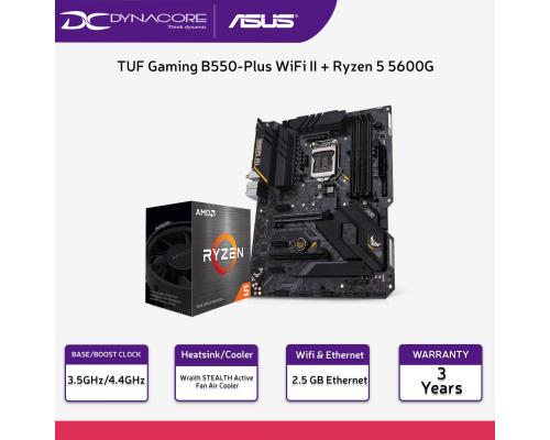 【DYNACORE BUNDLE】Asus TUF Gaming B550-Plus WiFi II ATX Motherboard with AMD Ryzen 5 5600G 6 Core AM4 Processor / CPU