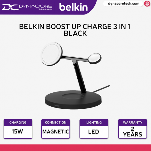 Belkin WIZ017myBK BoostCharge Pro 3-in-1 Wireless Charger with Official MagSafe Charging 15W | WIZ017my