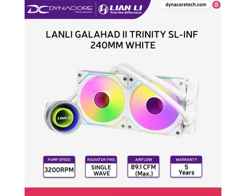 LIAN LI GALAHAD II TRINITY SL-INFINITY 240mm White ARGB AIO Liquid Cooler - 5 Years Warranty - 4718466013576