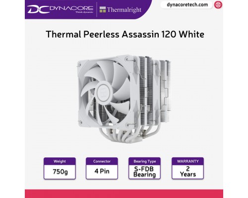 ["FREE DELIVERY"] - Thermal Peerless Assassin 120 White Dual Towers Heatsink CPU Cooler for Intel and AMD - 814256003124