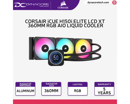 CORSAIR iCUE H150i ELITE LCD XT 360mm Display Liquid CPU Cooler - Black CW-9060075-WW-840006694205