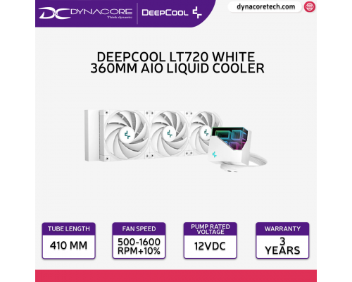 DeepCool LT720 White 360mm Premium All-in-One CPU Liquid Cooler with High-Performance FK120 Fans - 6933412728108