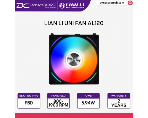 Lian Li UNI Fan AL120 RGB Daisy Chain ARGB 120mm, Black x1 (No Controller)(1 Pack)