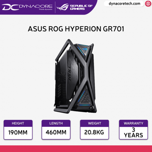Asus ROG Hyperion GR701 E-ATX Computer case with 420 mm dual radiator support, ARGB fan hub, 60W fast charging