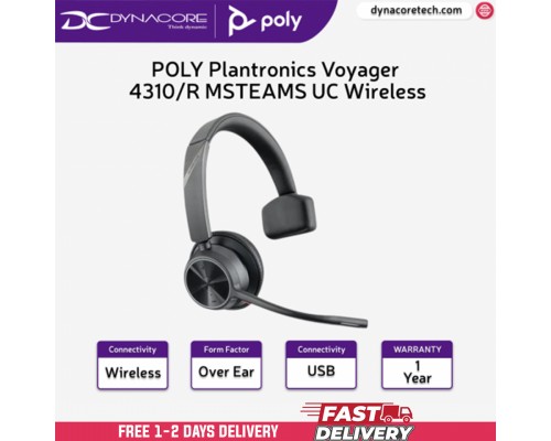 ["FREE DELIVERY"] -  POLY Plantronics Voyager 4310/R MSTEAMS UC Wireless Monaural Over-The-Head Headset - VOYAGER 4310/R - 017229179141