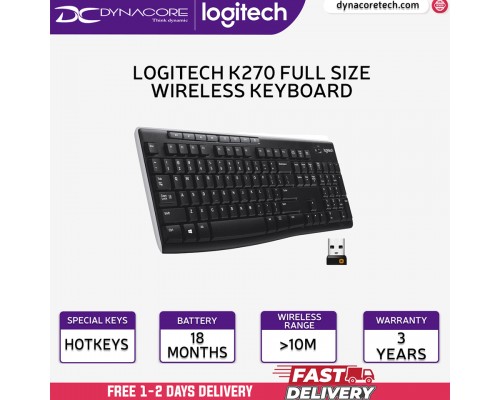 ["FREE DELIVERY"] - Logitech K270 Full Size Wireless Keyboard with Unifying Receiver for Windows 920-003057    - 097855073921