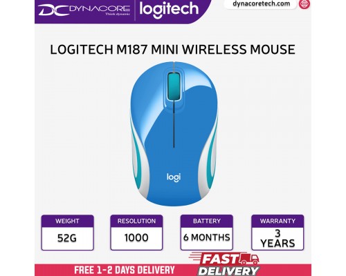 ["FREE DELIVERY"] - Logitech M187 Mini Wireless Mouse - Blue  - 097855139337