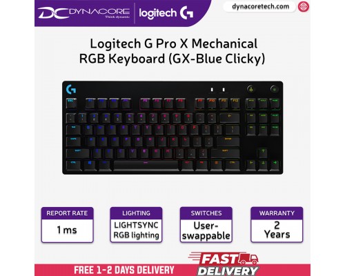 ["FREE DELIVERY"] - Logitech G Pro X Mechanical RGB Keyboard (GX-Blue Clicky) - 920-009239-097855149787