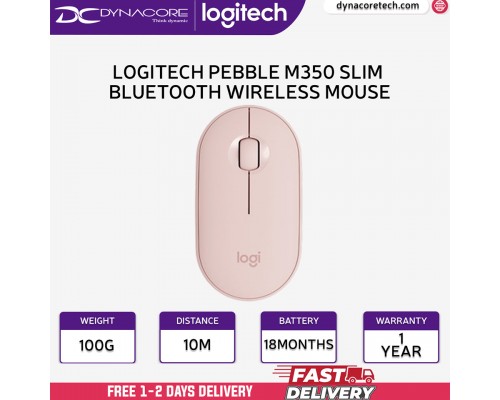 ["FREE DELIVERY"] - Logitech Pebble M350 Slim Bluetooth Wireless Mouse - Rose  - 097855150912