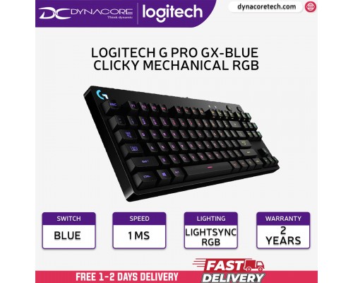 ["FREE DELIVERY"] - Logitech G Pro GX-Blue Clicky Mechanical Lightsync RGB Keyboard - 920-009396-097855151971