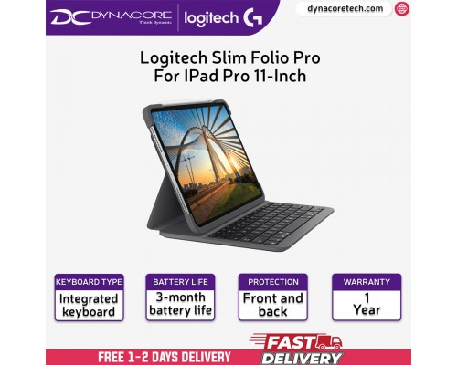 ["FREE DELIVERY"] - Logitech Slim Folio Pro Backlit keyboard Case for iPad Pro 11-inch (1st, 2nd, 3rd & 4th gen) - 920-009720 - 097855158550