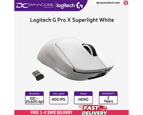 ["FREE DELIVERY"] - Logitech G Pro X Superlight White Wireless Gaming Mouse - 910-005944 -097855159649
