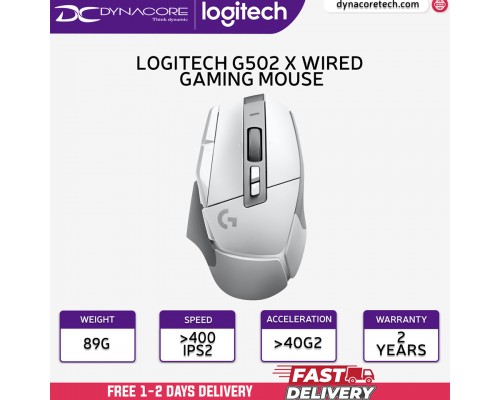 ["FREE DELIVERY"] - Logitech G502 X Wired Gaming Mouse - White - 097855166937