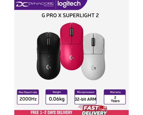 ["FREE DELIVERY"] - Logitech G PRO X SUPERLIGHT 2 LIGHTSPEED Wireless Gaming Mouse - Black, Megenta and White 097855177810, 097855177858, 097855182678