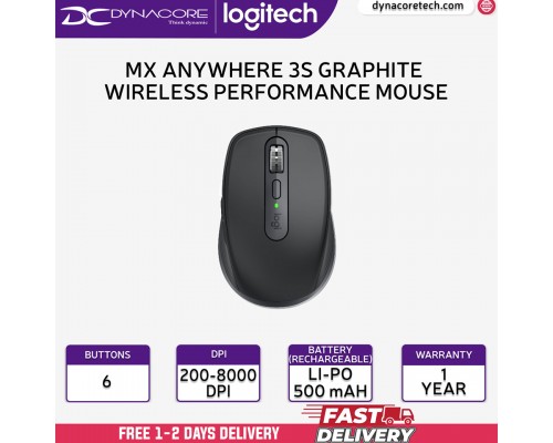 ["FREE DELIVERY"] - Logitech MX Anywhere 3S Compact Wireless / Bluetooth Performance Mouse - Graphite - 097855184047