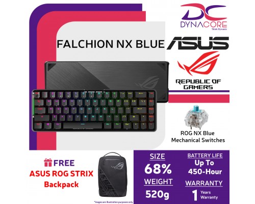 ["FREE DELIVERY"] - ASUS ROG Falchion NX 65% Wireless RGB Gaming Mechanical Keyboard | ROG NX Blue Clicky Switches -4711081031918