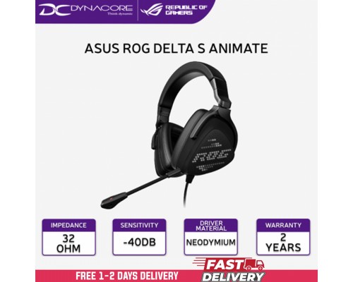 ["FREE DELIVERY"] - ASUS ROG Delta S Animate Lightweight USB-C® gaming headset with customizable AniMe Matrix™ display, AI Noise-Canceling Mic -4711081135234
