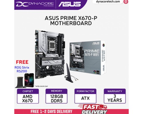["FREE DELIVERY"] - ASUS PRIME X670-P WIFI-CSM AMD X670 (Ryzen AM5) ATX motherboard with PCIe 5.0 - 4711081884613