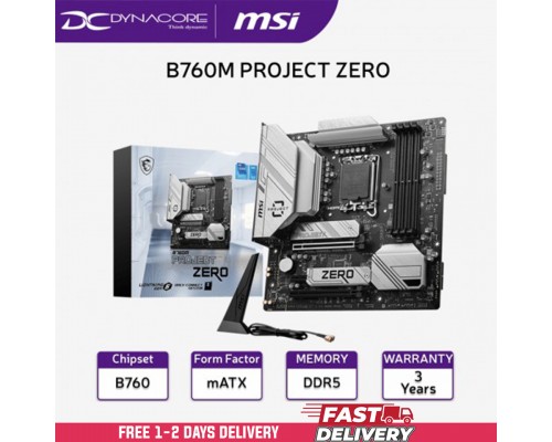 ["FREE DELIVERY"]  - MSI B760M PROJECT ZERO LGA1700 DDR5 mATX Motherboard - 4711377143660