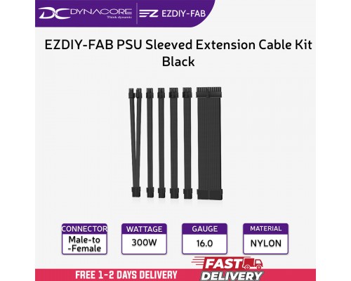 ["FREE DELIVERY"] - EZDIY-FAB PSU Sleeved Extension Cable Kit - Black  - 4711488341641