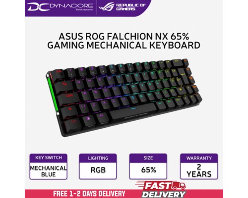 ["FREE DELIVERY"] - ASUS ROG Falchion NX 65% Wireless RGB Gaming Mechanical Keyboard | ROG NX Blue Clicky Switches, PBT Doubleshot Keycaps, Wired  -4718017864497
