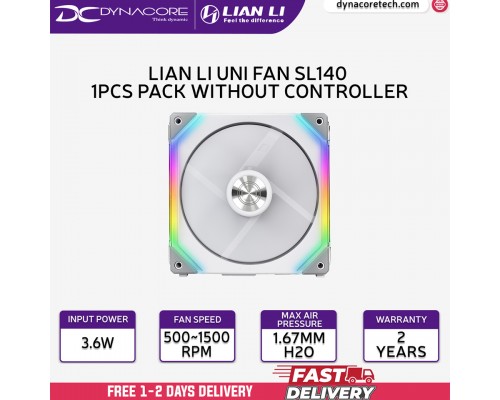 ["FREE DELIVERY"] - LIAN LI Uni Fan SL140 1pcs Pack without Controller - WHITE - 4718466009692