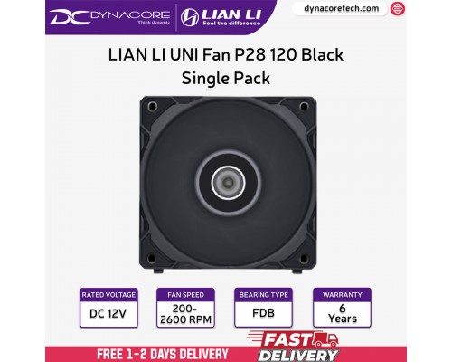 ["FREE DELIVERY"] - LIAN LI UNI Fan P28 120 Black 1x 12cm Fan Single Pack without Controller - UF-P28120-1B - 4718466013347