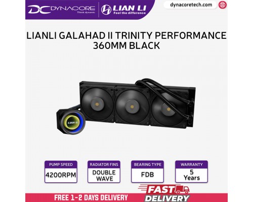 ["FREE DELIVERY"] - LIAN LI GALAHAD II TRINITY Performance 360MM Black Liquid Cooler - 5 Years Warranty - 4718466013484