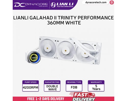 ["FREE DELIVERY"] - LIAN LI GALAHAD II TRINITY Performance 360MM White Liquid Cooler - 5 Years Warranty - 4718466013491
