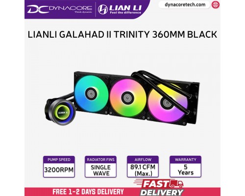 ["FREE DELIVERY"] - LIAN LI GALAHAD II TRINITY 360mm Black ARGB Liquid Cooler - 5 Years Warranty - 4718466013507