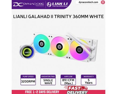 ["FREE DELIVERY"] - LIAN LI GALAHAD II TRINITY 360mm White ARGB Liquid Cooler - 5 Years Warranty - 4718466013514