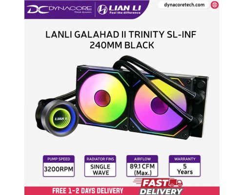 ["FREE DELIVERY"] - LIAN LI GALAHAD II TRINITY SL-INFINITY 240mm Black ARGB AIO Liquid Cooler - 5 Years Warranty - 4718466013569
