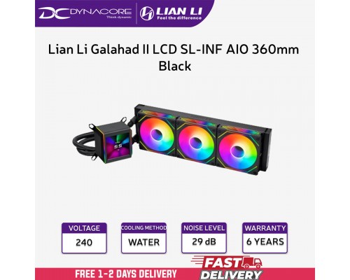 ["FREE DELIVERY"] - Lian Li Galahad II LCD SL-INF AIO 360mm Performance ARGB CPU Water Cooler - Black - 4718466013743