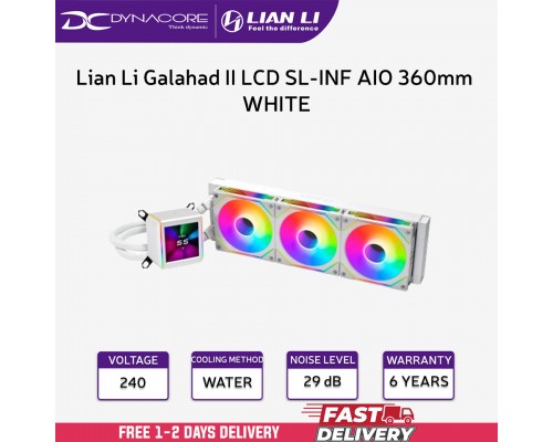 ["FREE DELIVERY"] - Lian Li Galahad II LCD SL-INF AIO 360mm Performance ARGB CPU Water Cooler - White - 4718466013750