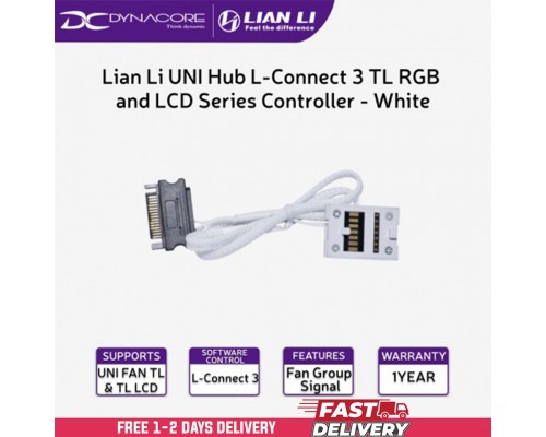 ["FREE DELIVERY"]  - Lian Li UNI Hub L-Connect 3 TL RGB and LCD Series Controller - White - 4718466014269