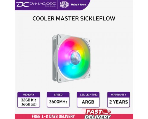 ["FREE DELIVERY"] - Cooler Master SickleFlow 120 ARGB White Edition 3 in 1 PC Case Fan - 4719512107027