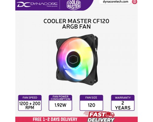 ["FREE DELIVERY"] - Cooler Master CF120 ARGB 5V 3PIN PWM Case Fan - Black  - 4719512132111