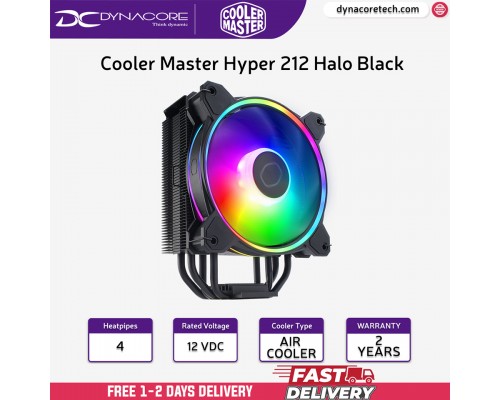 ["FREE DELIVERY"] - Cooler Master Hyper 212 Halo Black CPU Air Cooler RR-S4KK-20PA-R1 - 4719512132685