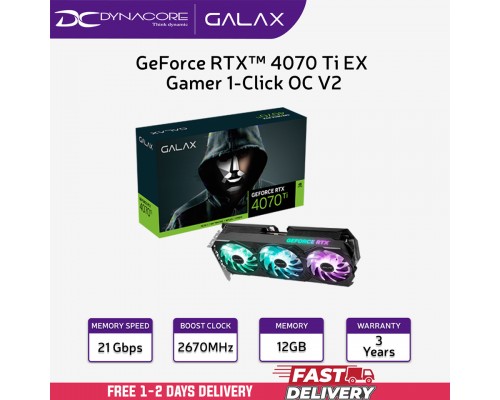 ["FREE DELIVERY"] - GALAX GeForce RTX 4070 Ti EX Gamer 1-Click OC V2 12GB GDDR6X Graphics Card - Black - 4895147152844