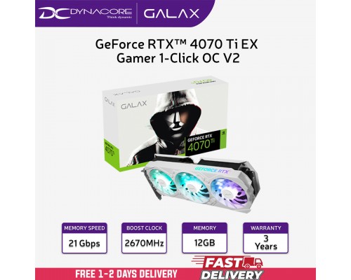 ["FREE DELIVERY"] - GALAX GeForce RTX 4070 Ti EX Gamer 1-Click OC V2 12GB GDDR6X Graphics Card - White - 4895147153650