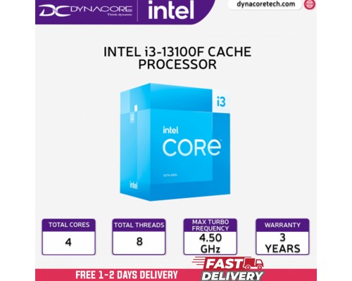 ["FREE DELIVERY"] - Intel Core i3-13100F Desktop Processor 4 cores (4 P-cores + 0 E-cores) 12MB Cache, up to 4.5 GHz - 5032037260336