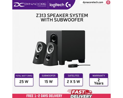 ["FREE DELIVERY"] - Logitech Z313 Speaker System with Subwoofer - 980-000413 - 5099206022898