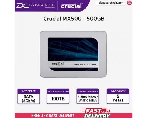 ["FREE DELIVERY"] -  CRUCIAL MX500 500GB 2.5 SSD SATA3 Internal (5 Years Warranty)  -649528785053