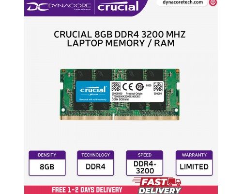["FREE DELIVERY"] - Crucial 8GB DDR4 3200 MHz SO-DIMM CL22 Laptop Memory / RAM - CT8G4SFRA32A -649528903525